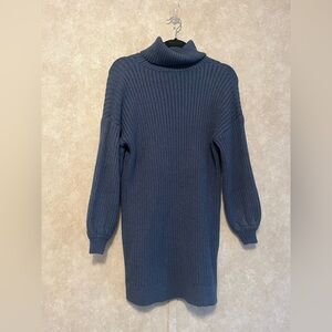 🌼 3/$25 Blue Ribbed Turtleneck Sweater Dress